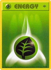 Grass Energy 099/102 Base Set (Shadowless) 1st Edition Pokémon card