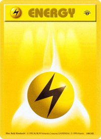 Lightning Energy 100/102 Base Set (Shadowless) 1st Edition Pokémon card