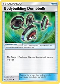 Bodybuilding Dumbbells 113/147 Burning Shadows Reverse Holo Pokémon card