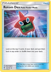 Rotom Dex Poke Finder Mode 122/147 Burning Shadows Reverse Holo Pokémon card