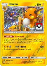 Raichu (League Challenge) [3rd Place] 041/147 · Reverse Holo