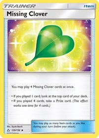 Missing Clover 129/156 Ultra Prism Reverse Holo Pokémon card