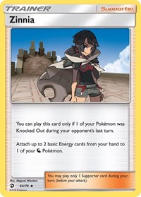 Zinnia 64/70 Dragon Majesty Reverse Holo Pokémon card