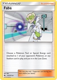 Faba 173/214 Lost Thunder Reverse Holo Pokémon card