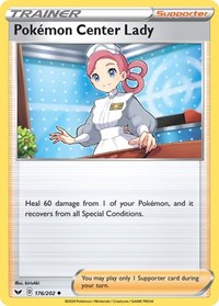 Pokemon Center Lady 176/202 Sword & Shield Base Set Reverse Holo Pokémon card