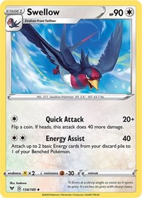 Swellow 134/185 · Reverse Holo