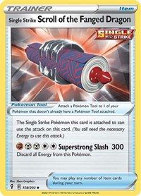 Single Strike Scroll of the Fanged Dragon 158/203 Evolving Skies Reverse Holo Pokémon card