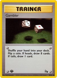 Gambler 60/62 Fossil 1st Edition Pokémon card