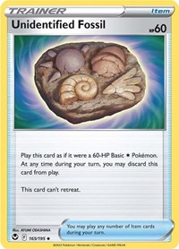 Unidentified Fossil 165/195 Silver Tempest Reverse Holo Pokémon card