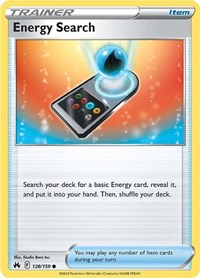 Energy Search 128/159 Crown Zenith Reverse Holo Pokémon card