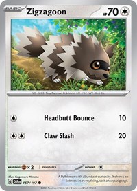 Zigzagoon 167/197 · Reverse Holo