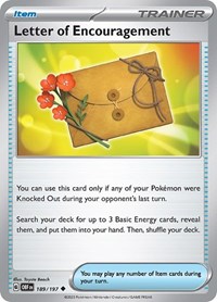 Letter of Encouragement 189/197 Obsidian Flames Reverse Holo Pokémon card