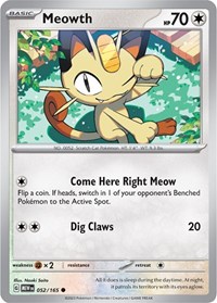 Meowth 052/165 · Reverse Holo