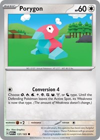 Porygon 137/165 · Reverse Holo