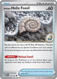 Antique Helix Fossil 153/165 Scarlet & Violet 151 Reverse Holo Pokémon card