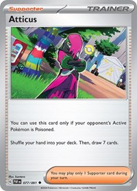 Atticus 077/091 Paldean Fates Reverse Holo Pokémon card