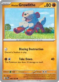 Hisuian Growlithe 099/167 · Reverse Holo