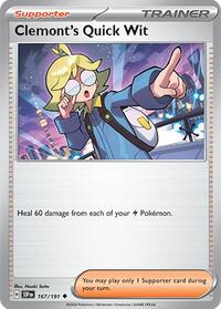 Clemont's Quick Wit 167/191 Surging Sparks Reverse Holo Pokémon card