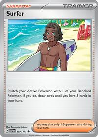 Surfer 187/191 Surging Sparks Reverse Holo Pokémon card
