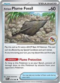 Antique Plume Fossil 079/086 White Flare Reverse Holo Pokémon card