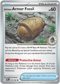 Antique Armor Fossil 072/084 Pitch Black Reverse Holo Pokémon card