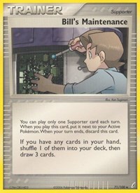 Bill's Maintenance 71/100 EX Crystal Guardians Reverse Holo Pokémon card