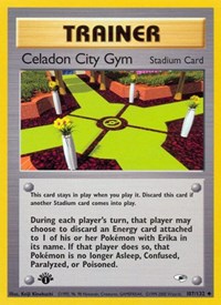 Celadon City Gym 107/132 Gym Heroes 1st Edition Pokémon card