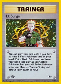 Lt. Surge 017/132 Gym Heroes 1st Edition Pokémon card