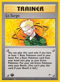 Lt. Surge 101/132 Gym Heroes 1st Edition Pokémon card