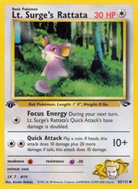 Lt. Surge's Rattata 085/132 · 1st Edition
