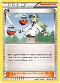 N (Supporter) 92/101 Noble Victories Reverse Holo Pokémon card