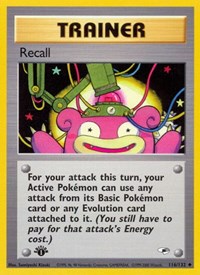Recall 116/132 Gym Heroes 1st Edition Pokémon card